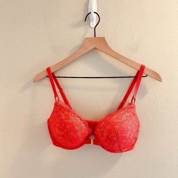 Soma Embraceable Enchanting Lace Front-Close Push-Up Bra Size 32DD Light Red - Picture 2 of 8